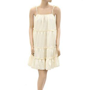 Posse Ruffle Tiered Slip Mini Dress Sleeveless Solid Resort Flowy S New 270339